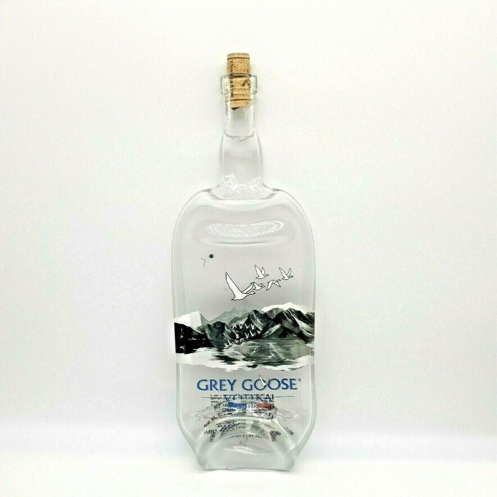 Grey Goose Vodka Bottle Melted Bar Decoration Flattened Cheese Serving Tray Cork